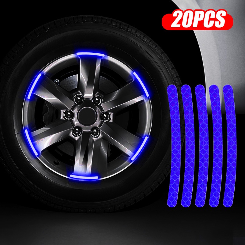20pcs Stiker Strip Reflektor Luminous Untuk Velg Mobil