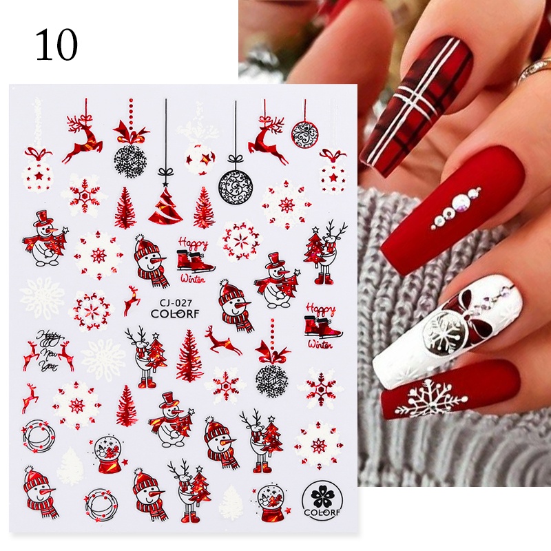 1 Pc Stiker Kuku 3d Motif Kepingan Salju Natal Warna Emas Merah Untuk Dekorasi Manicure