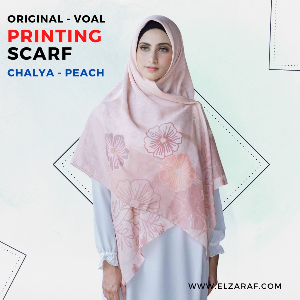 Voal Printing Motif Premium Scraft Printed Jilbab Segi Empat Syari Hijab Alsa