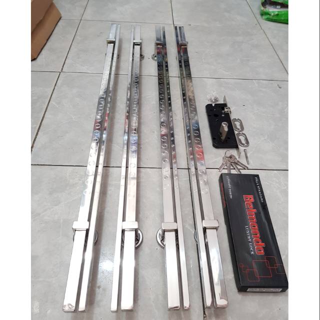 Handle pintu stainless minimalis 1meter 2set+kunci pelor PROMO