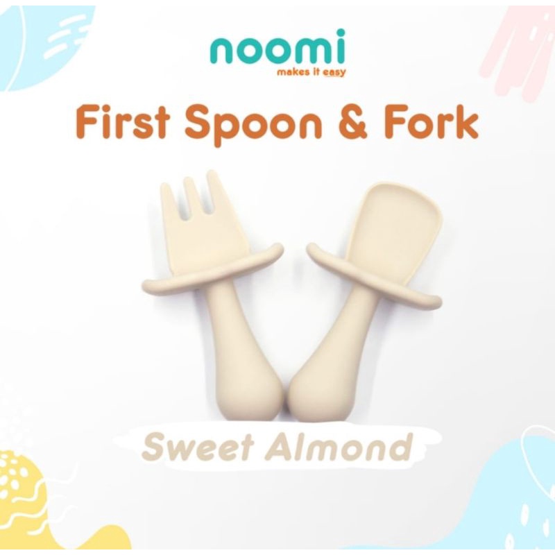 Noomi silicone first  spoon fork sendok garpu silikon bayi