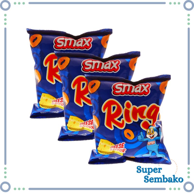 SNACK MAKANAN RINGAN SMAX RING CHESEE RASA KEJU 12gr RENCENG ISI 10 BUNGKUS