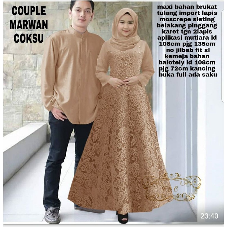 CP MARWAN MUTIARA, COUPLE PASANGAN, BRUKAT, MOSCREPE PREMIUM, GAMIS HIJAB MUSLIM, DRESS