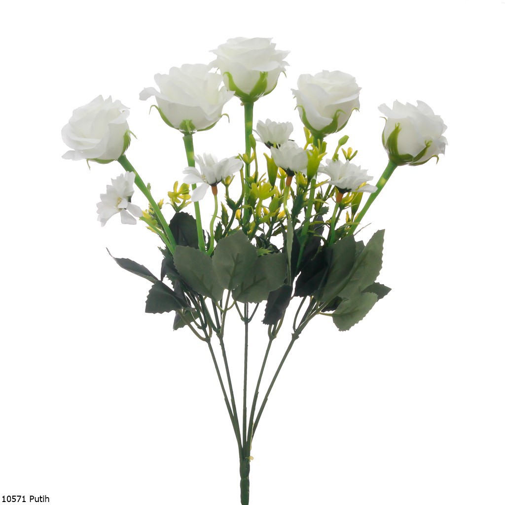 Bunga Plastik Mawar Artifisial 1057-Putih