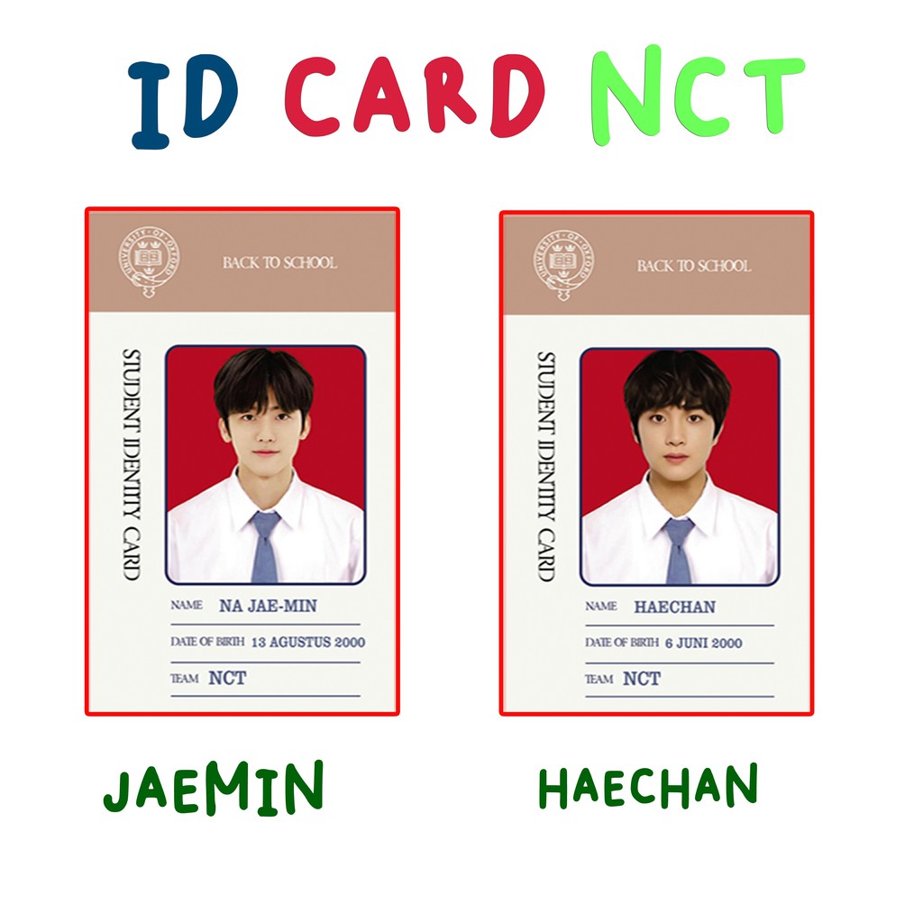 ID CARD NCT JAEMIN HAECHAN I PHOTOCARD NCT I JAEMIN SHCHOOL I HAECHAN SCHOOL