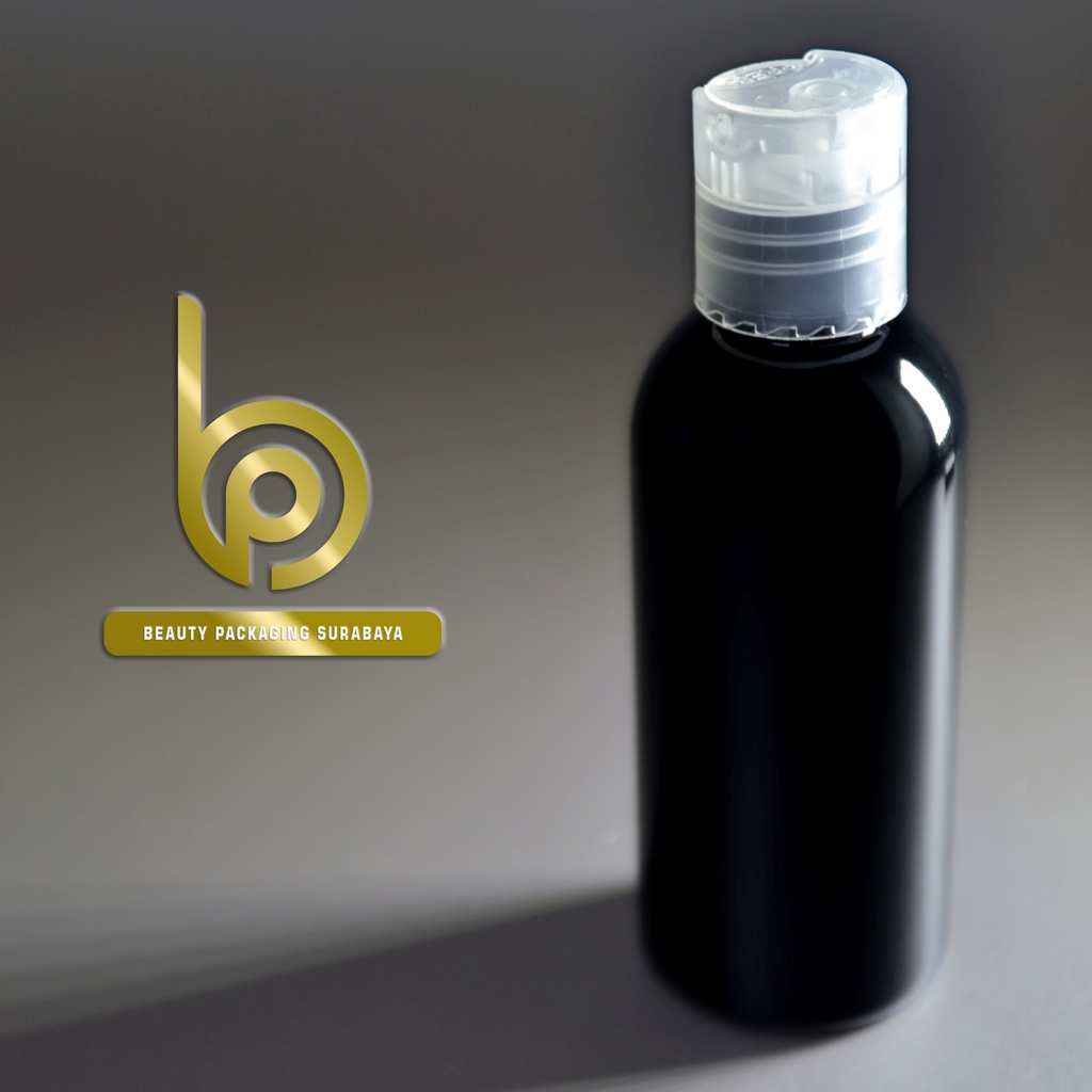 Botol Plastik PET 60ml BR Hitam Tutup Presstop