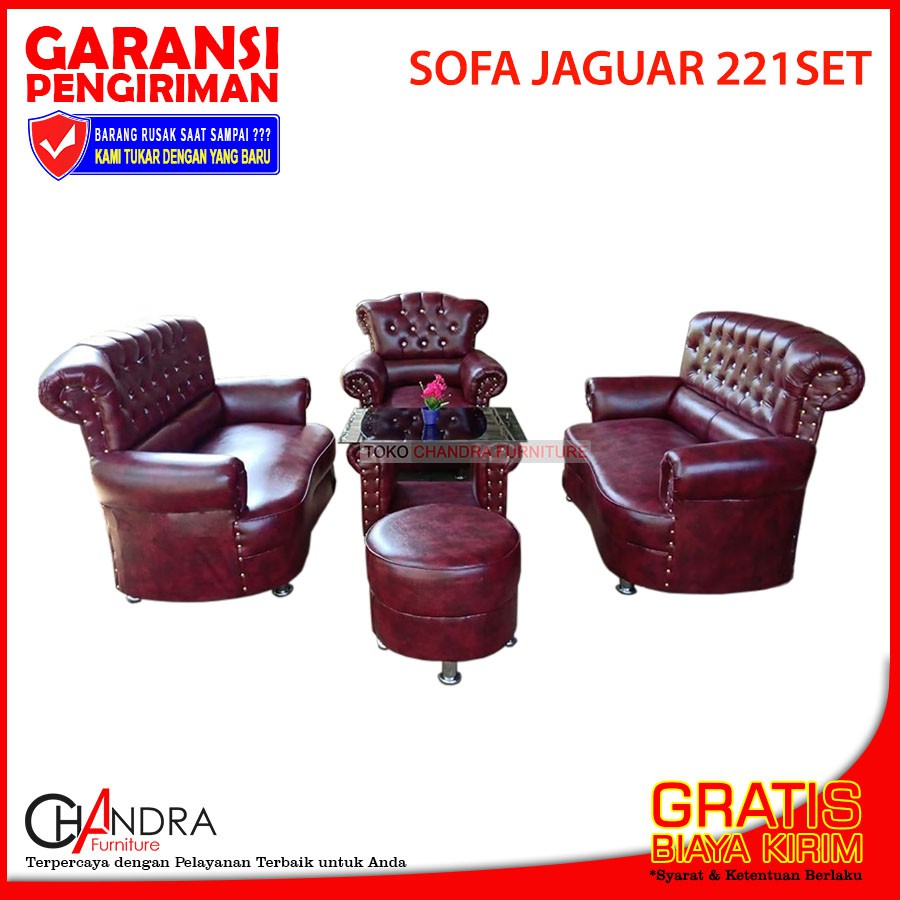 SOFA JAGUAR 221SET + MEJA SUPER MEWAH BERGARANSI (Sofa Sudut, Kursi Ruang Tamu, Kursi Teras)