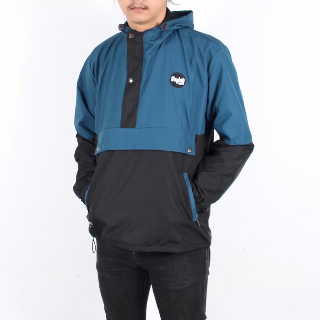 [COD] Jaket Hoodie Outdoor Cagoule Kantong Doraemon original-TOSCA HITAM