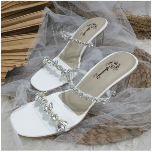 Sendal wanita hak tahu GISELLA double diamond heels kaca 5 cm