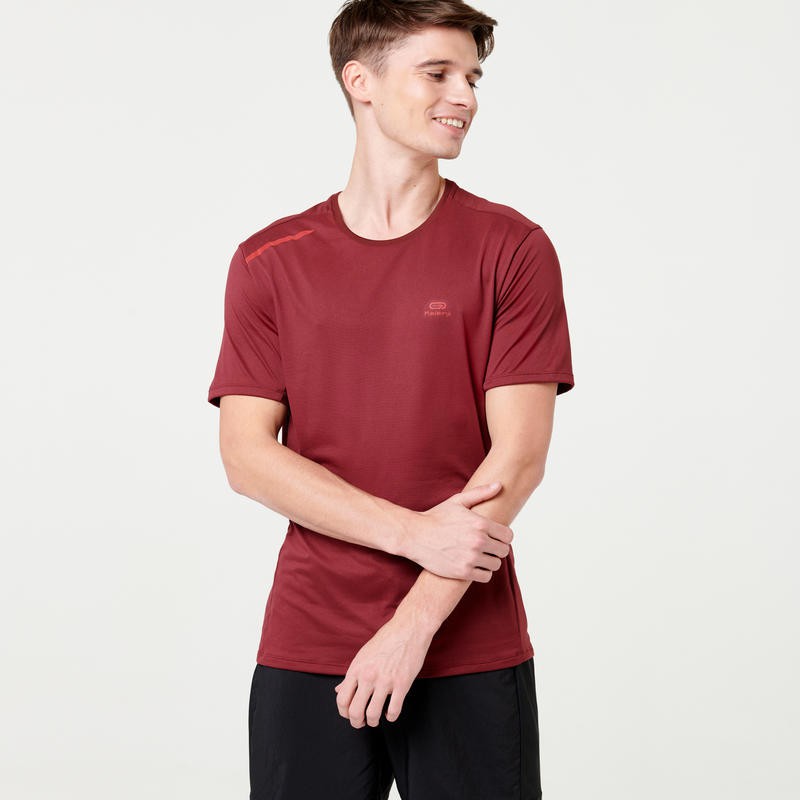 KALENJI Run Dry+ Kaos T-Shirt Olahraga Lari Pria Quickdry Original - Burgundy