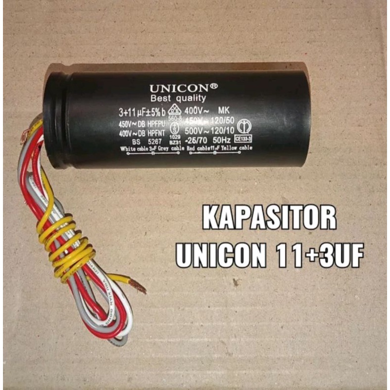 Kapasitor Mesin Cuci 2 Tabung Sharp 11 + 3 uF mF Pengganti Epcos Bicai Riyi Sofo