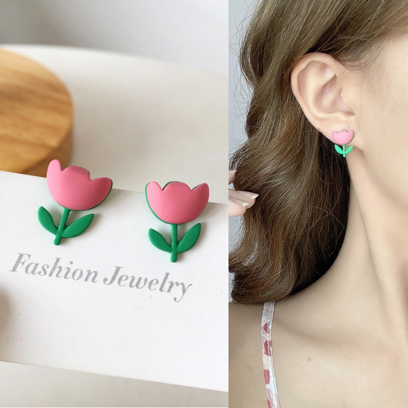 Anting Stud Desain Tulip Untuk Aksesoris Perhiasan Anak Perempuan