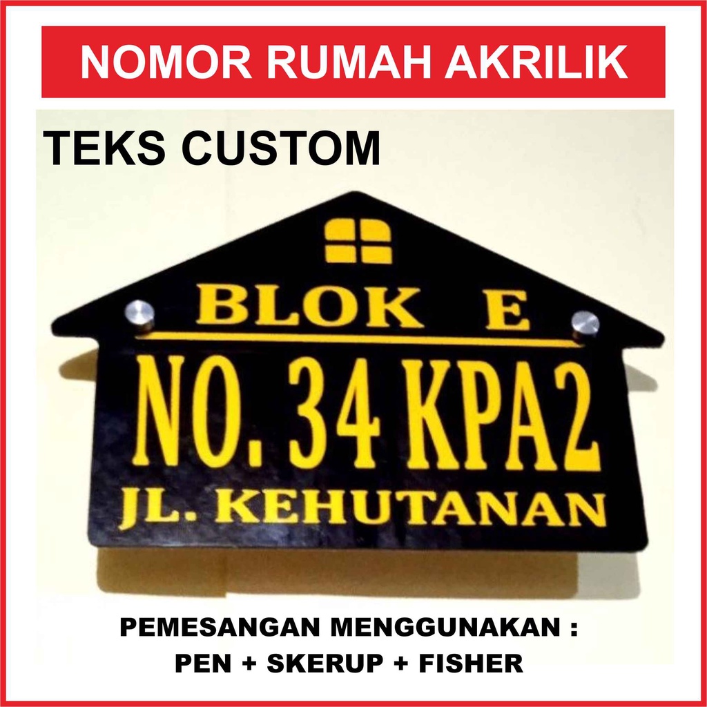 

Papan Nomor Rumah Akrilik Tulisan Custom