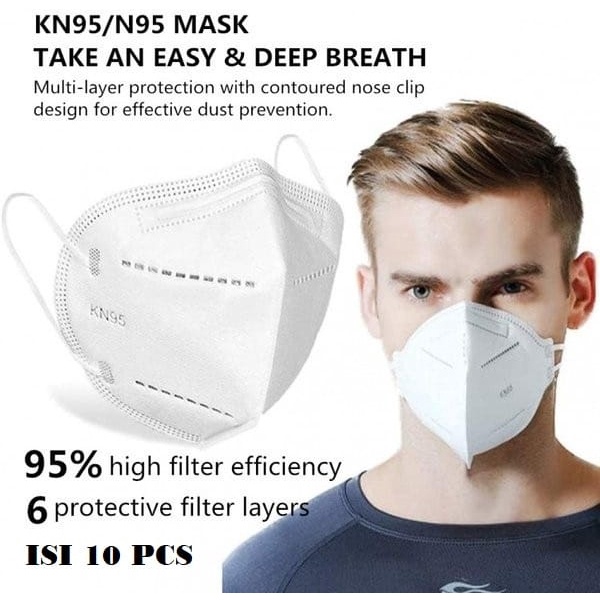 MASKER KN95 HITAM DAN PUTIH 5PLY ISI 10PCS / PACK