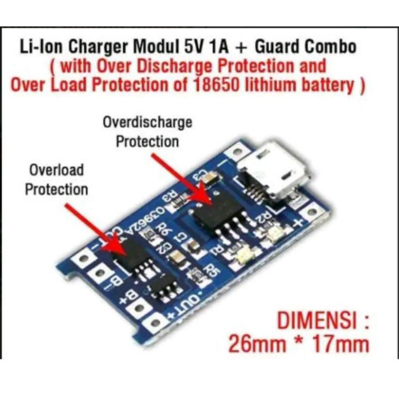 modul Cas baterai lithium tp4056