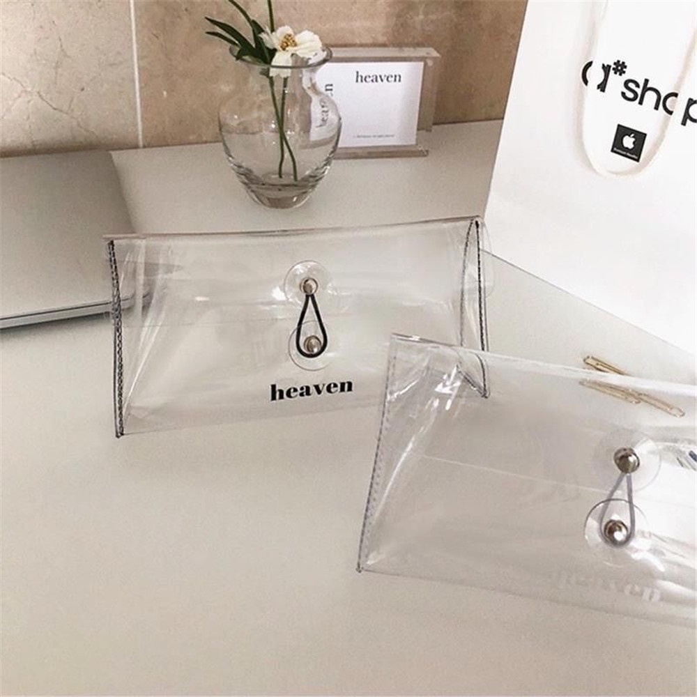 Tempat Pensil Transparan Bahan Pvc Model Simpel / Korea Untuk Pelajar