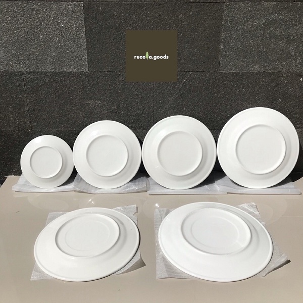 Piring Makan Keramik Putih Polos 7inch 8inch 9inch 10inch 10.5inch 11inch 12inch Porcelain Porselin Tebal Dinner Plate Hotel Cafe Restoran Villa Impor Elegan Piring Lauk PorseleN