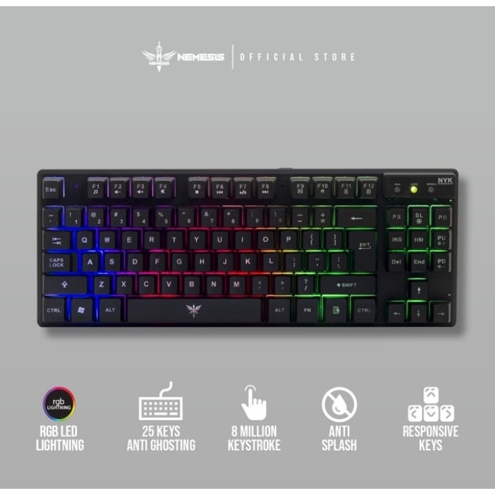 Keyboard Gaming NYK K-01 Keyboard LED Rainbow Backlight Compatible for PC and Laptop