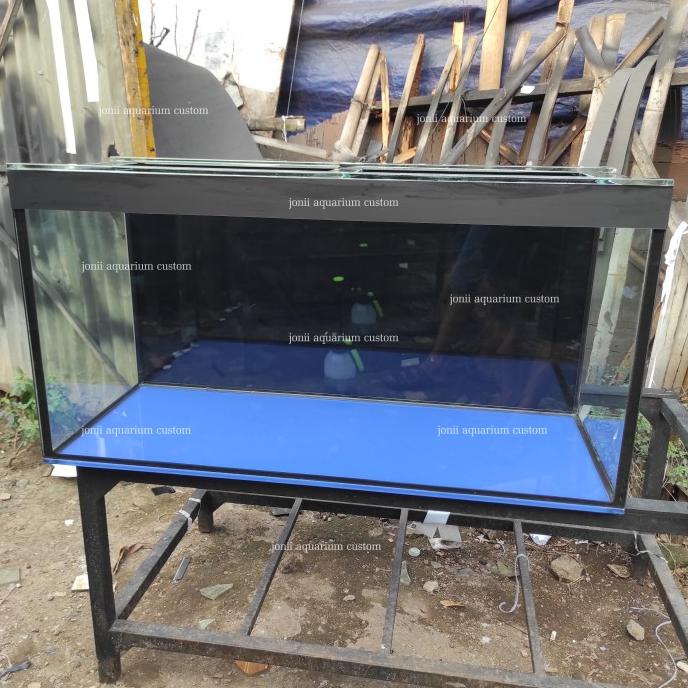 aquarium 100x40x50 10mm full stiker oracall blue dan black