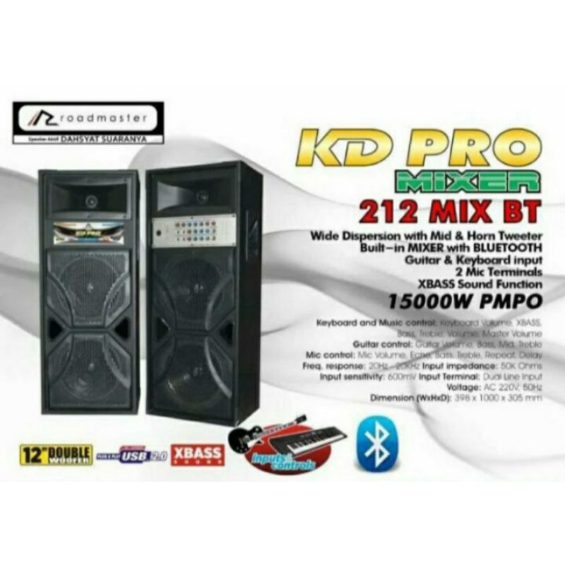 Speaker Aktif Roadmaster KD-PRO212MIXBT | KDPRO212 MIX USB BT KDPRO