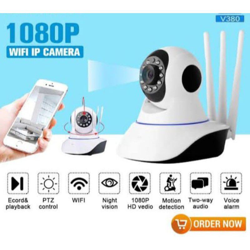 CAMERA CCTV WILERESS IP CAM 3 ANTENA APLIKASI V380 PRO