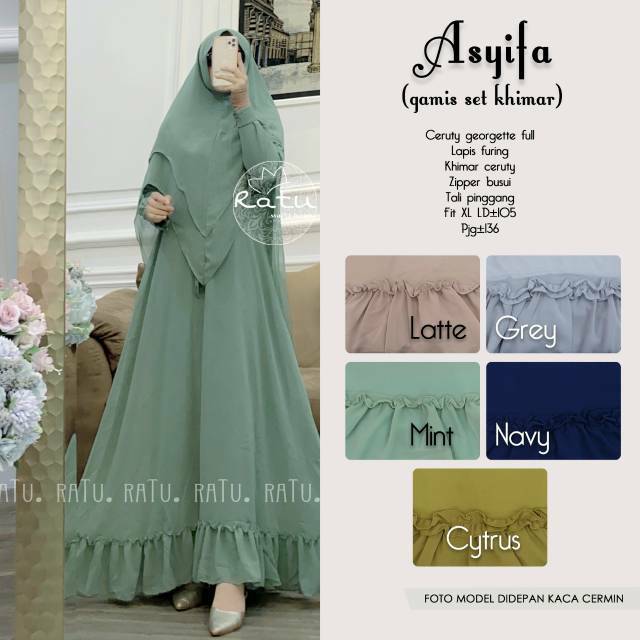Gamis set hijab asyifa syari ori ratu