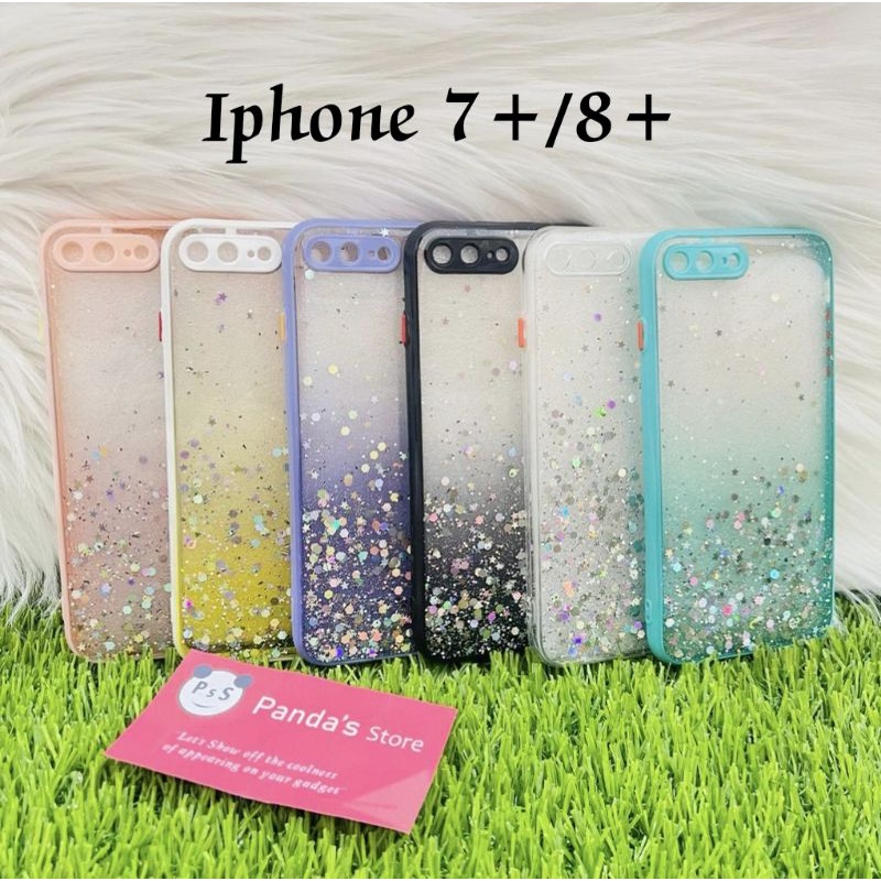 Glitter Case Iphone 6, 7, 8, 7+, 8+ Funny Color Dengan Pelindung Kamera (PsS)