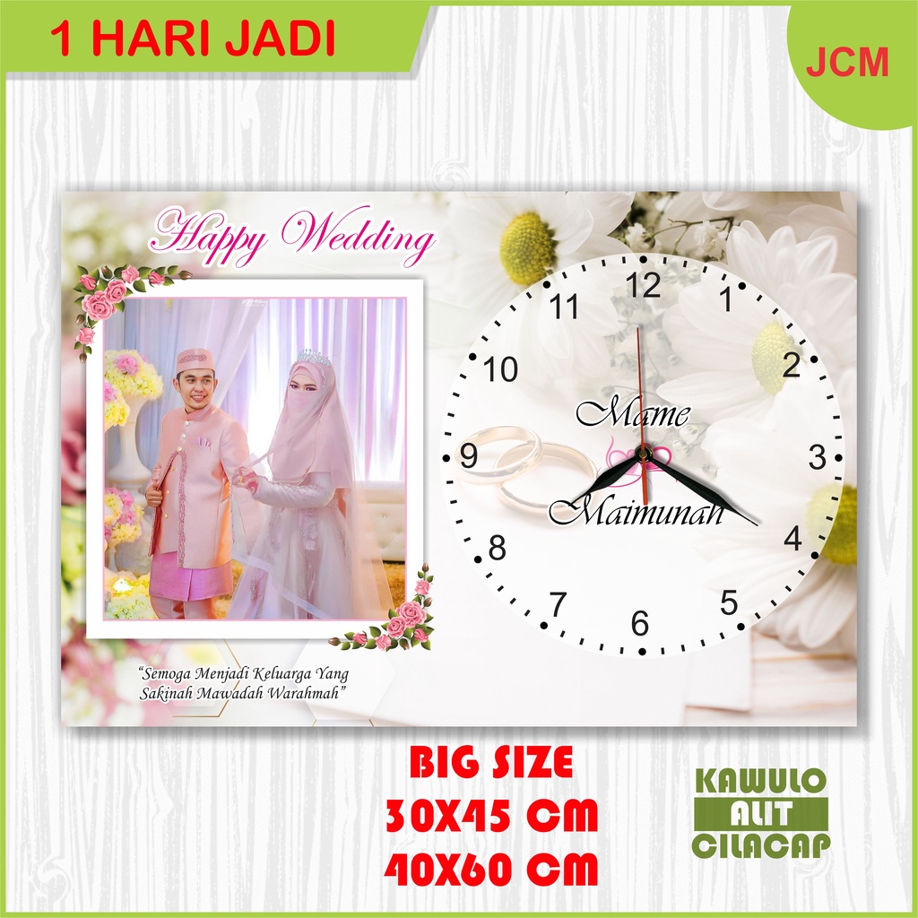 Jam dinding kado pengantin custom foto sendiri wedding gift