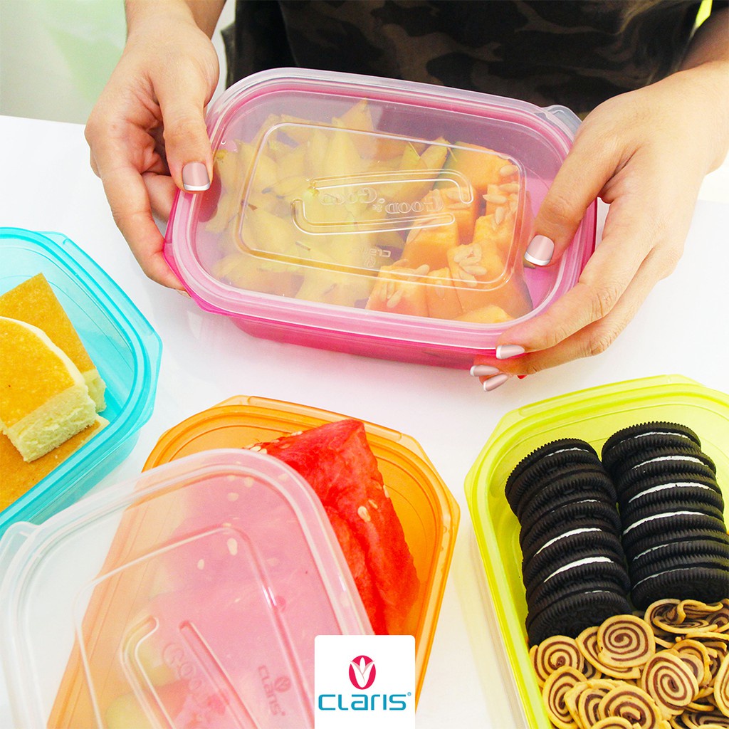 Tempat Kotak Makan Rectangular Food Saver Lunch Box Bento Plastik Tepak Wadah Makanan Anti Tumpah 770ml