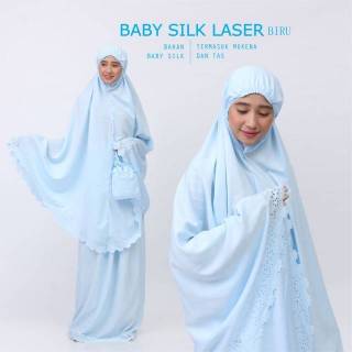Mukena Dewasa Katun BABY SILK LASER Polos Tas Travelling 