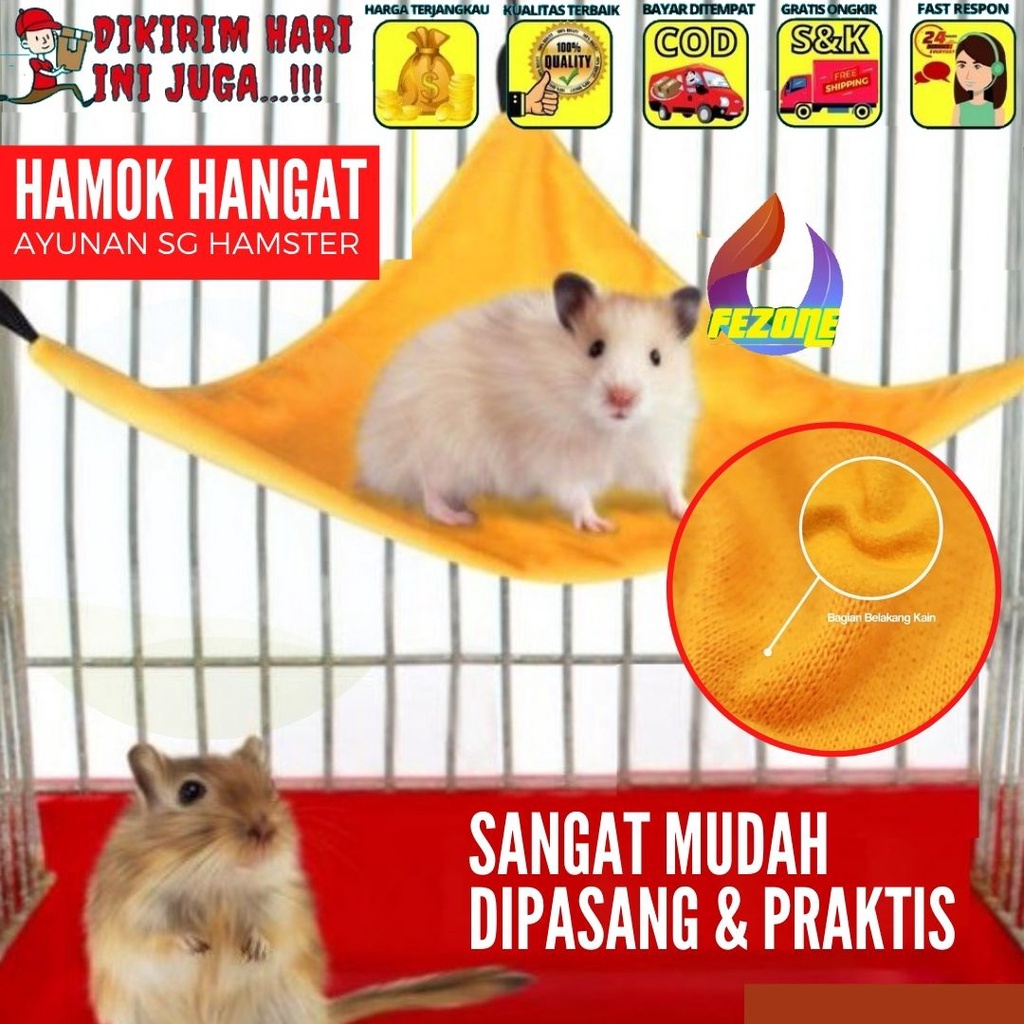 Mainan Hamster Gantung Hammock Hamok Ayunan kasur tidur Hamster Sugar Glider Tupai Musang otter Bahan Flacee Lembut BERGARANSI FEZONE