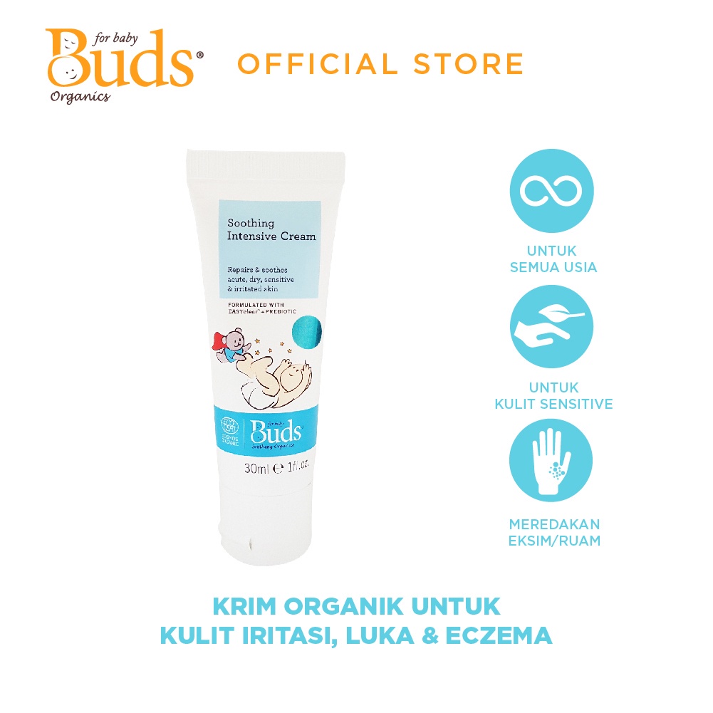 CBK - Buds Organics Super Soothing Intensive Repair Cream 30ml - Lotion atau Krim Perawatan Iritasi Luka Eczema Bayi dan Anak