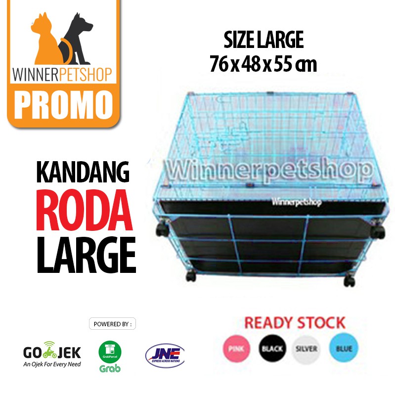 (SIZE LARGE) KANDANG KUCING ANJING  (ukuran 76CM) - KANDANG BESI || KANDANG RODA UK 75CM
