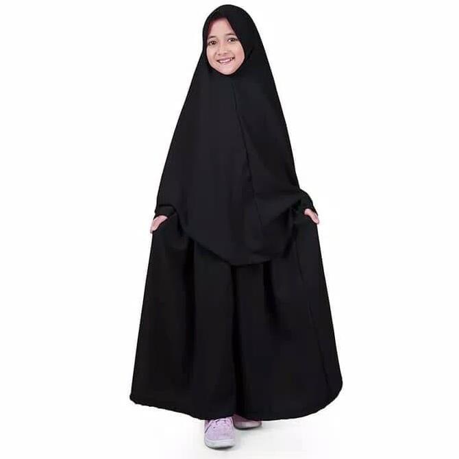 Gamis Anak Baju Muslim Syar'i Anak Perempuan Hitam Polos JUAL