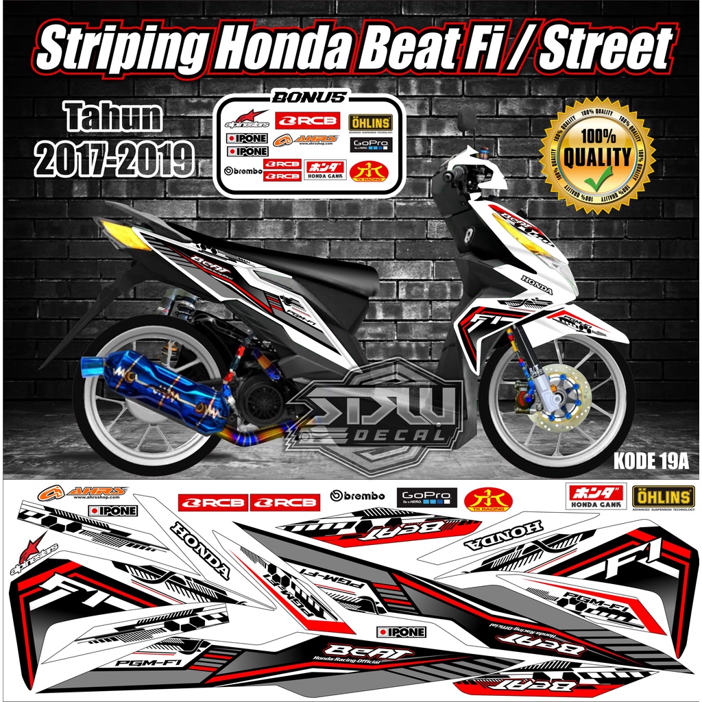 Striping Beat 2017-2019 Variasi Stiker Lis Motor Beat Kode 19