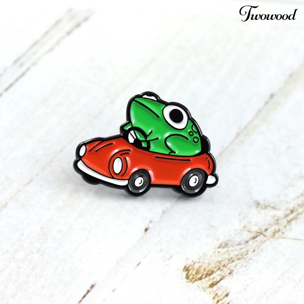 Twowood Brooch Frog Car Driving Cartoon Naughty Children Brooch for Clothes