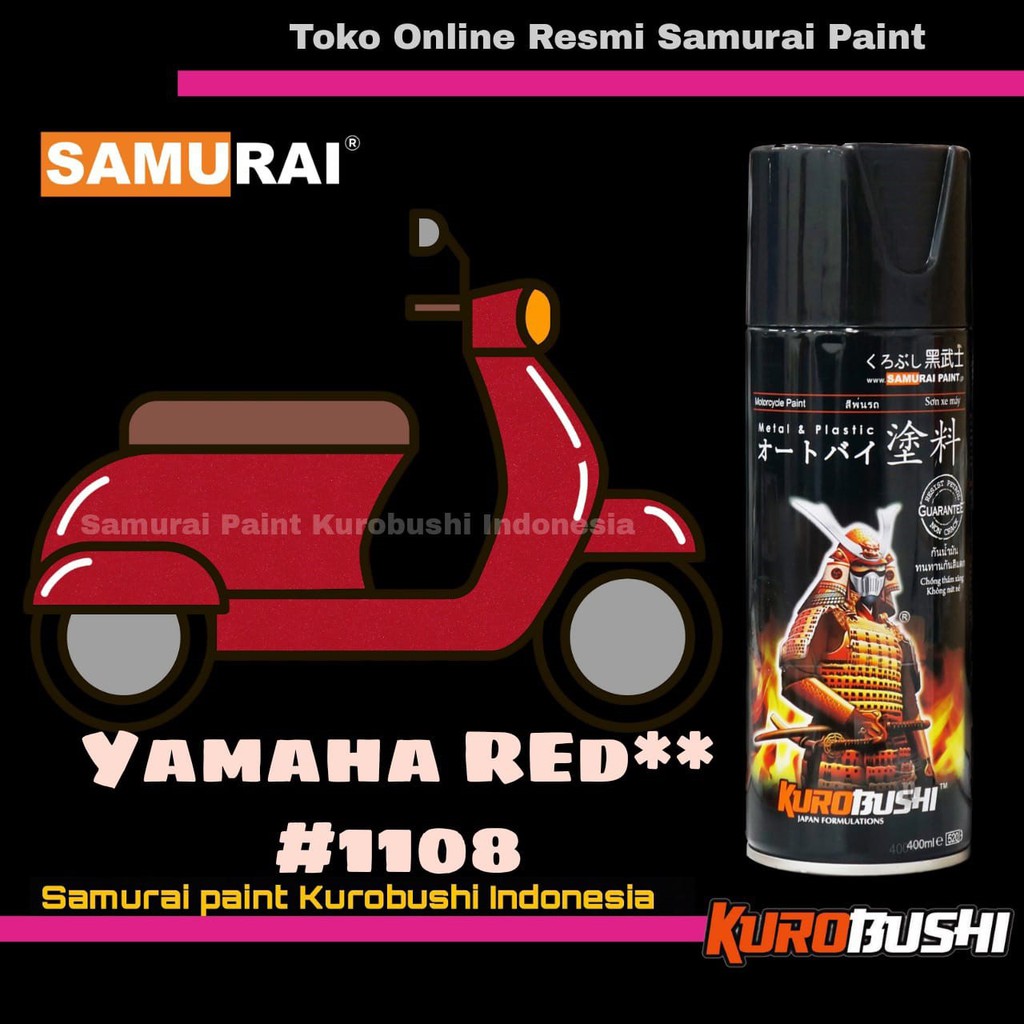 Samurai Paint METALLIC YAMAHA RED 1108 Warna Merah Metalik Cat Semprot Aerosol Samurai
