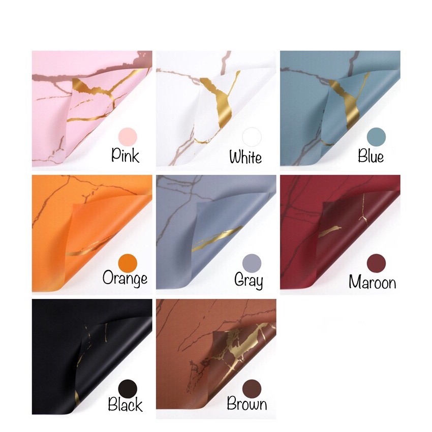 

FLOWER WRAPPING "MARBLE GOLD" CELLOPHANE WATERPROOF KERTAS BUNGA (ECER 5 LEMBAR SEWARNA)