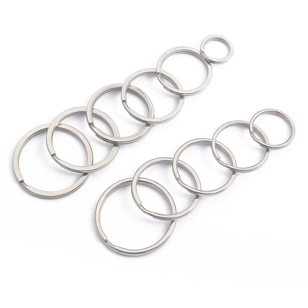 10pcs Ring Gantungan Kunci Bahan Stainless Steel Ukuran 25mm 28mm 30mm 35mm