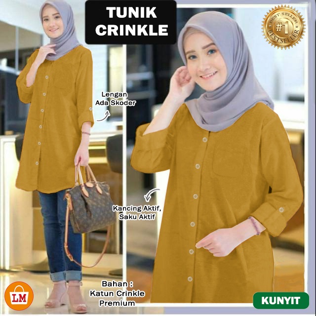 TERMURAH TERLARIS Baju Atasan Muslim Wanita TUNIK CRINKLE JUMBO XL-XXXL LM 28562-28568