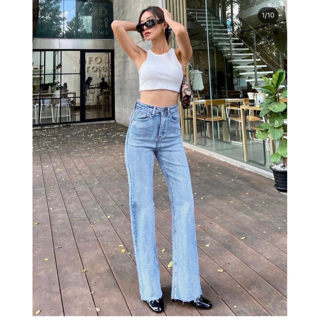 Celana Jeans Wanita | Celana High Waist Jeans Wanita | Celana Loose Highwaist Jeans Wanita | Celana Panjang Jeans Boyfriend Wanita Unfinished Sabita