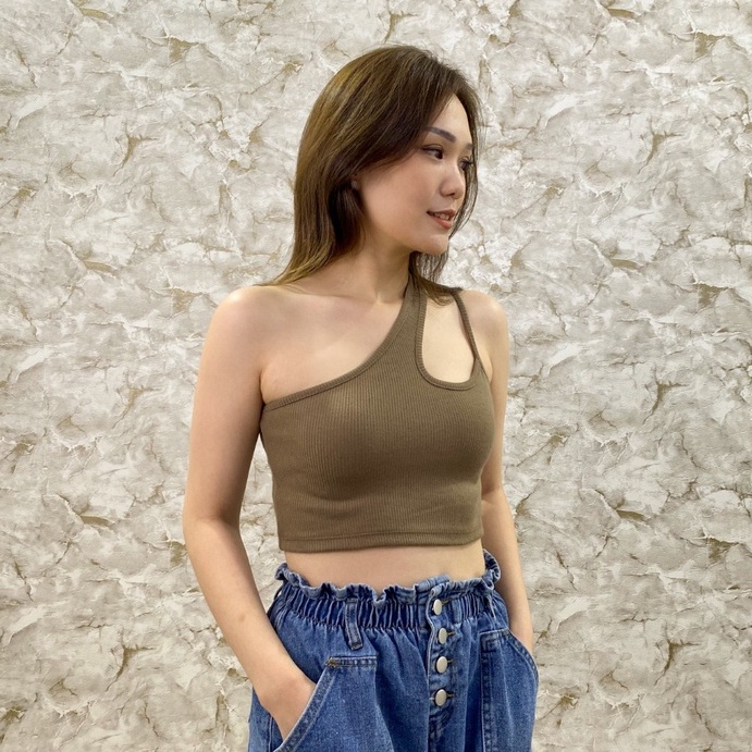 MODAVIE - AGNES TANKTOP Crop Top Tank Top Korea Tanktop One Shoulder Tarzan Baju Atasan Wanita