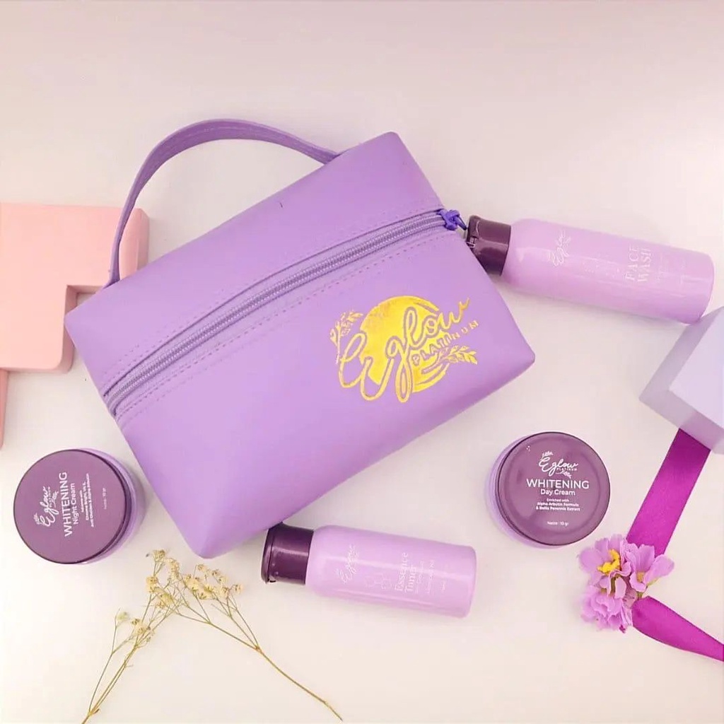 EGLOW PLATINUM BPOM - Skincare Paket Wanita Perawatan Wajah Kecantikan Glowing A16-PAKET WHITENING NEW