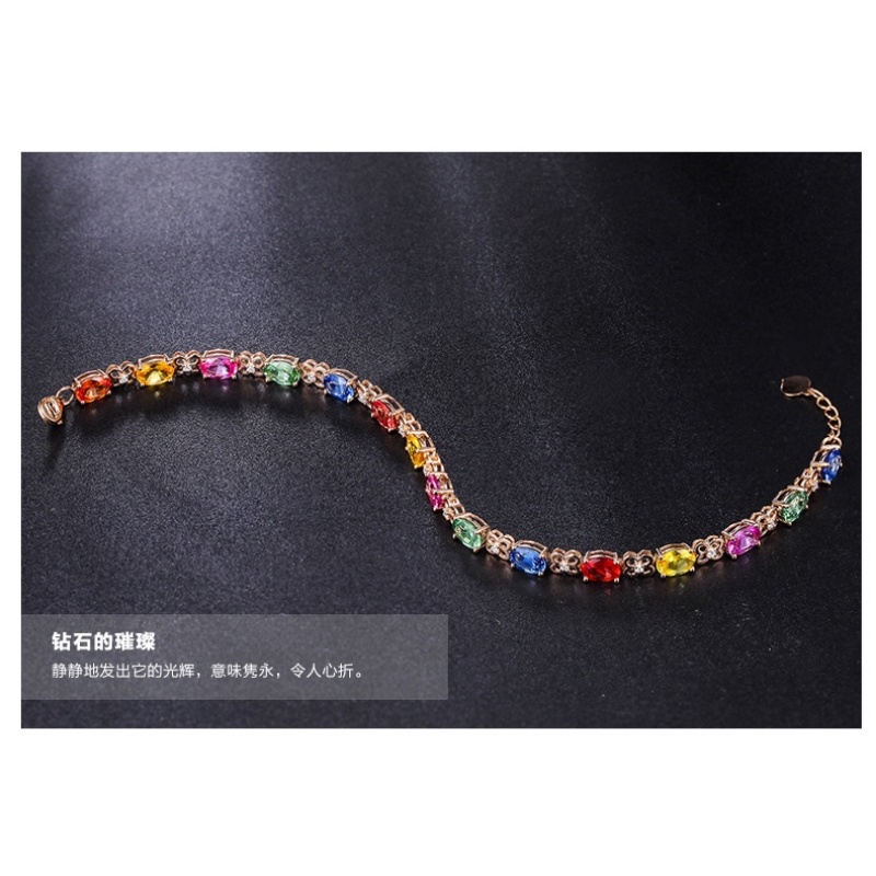 Goldkingdom Perhiasan Fashion 24K Bangkok Aksesoris Ready Stock Harta Karun Warna-Warni Seri Mewah Dan Mulia Kreatif Gilt Bertatahkan Gelang Permata Warna-Warni