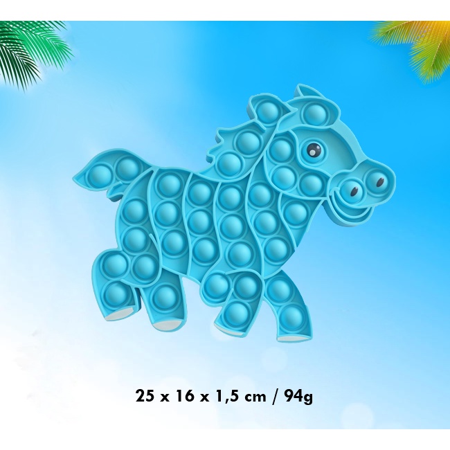 Animal Pop It Push it Pelangi Rainbow Unicorn Astronot Spinner Push Bubble Stress Kids Dino-KUDA BIRU