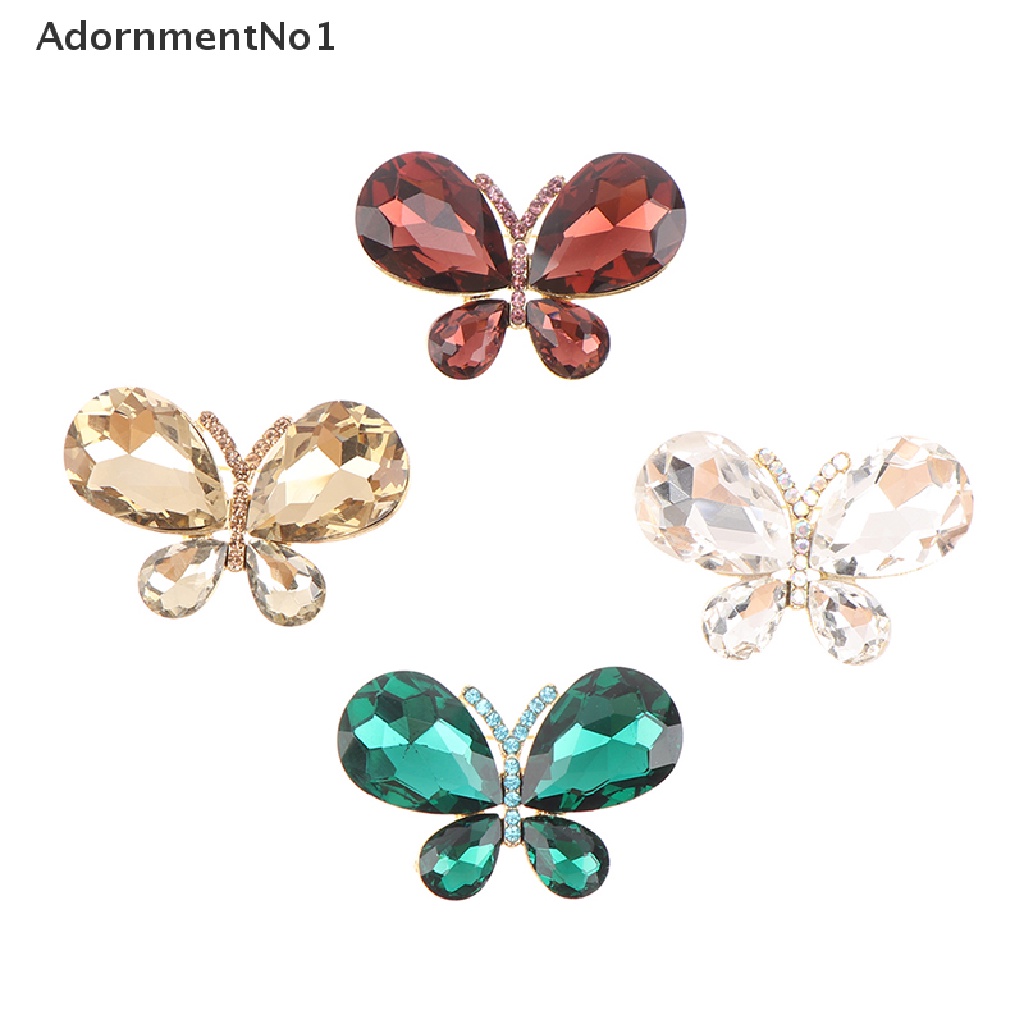 (AdornmentNo1) Bros / Pin Butterfly Aksen Kristal Untuk Aksesoris Wanita / Anak Perempuan / Kantor