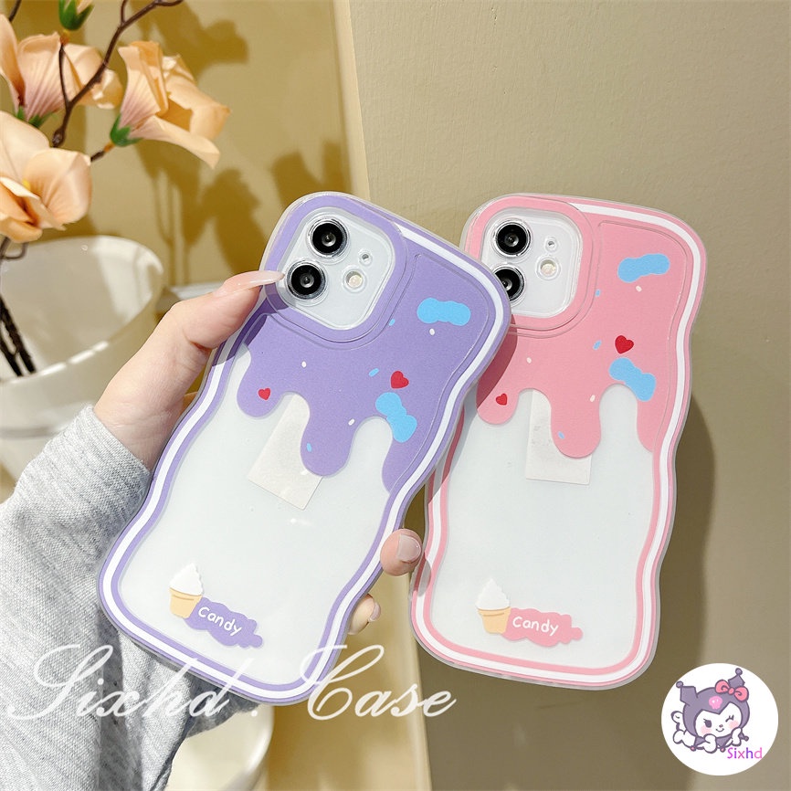 Redmi 12C 11A 10C 9T 9C Note 12 11s 11 10 9 8 Pro 10A 10 9A 9  A2 A1 Xiaomi 11Lite 12T 12Lite 11T 10T Poco M3 F3 X5 X4 X3 Pro Colorful ice cream Wavy Edge Lens Protection Phone Case Soft Cover