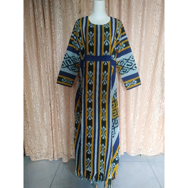 Gamis tenun motif toraja free masker tenun