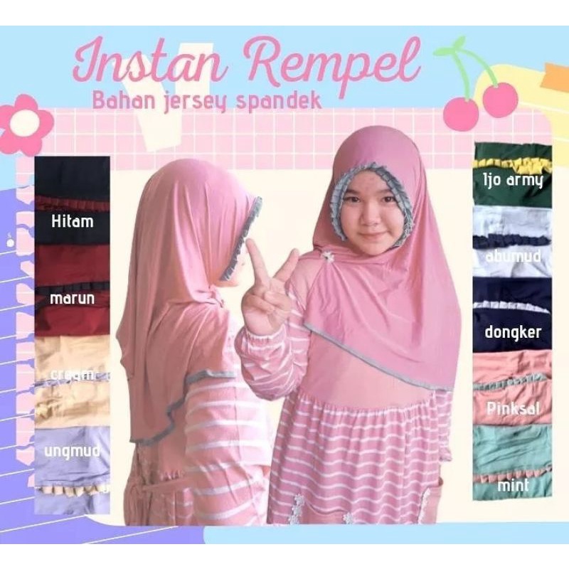 JILBAB KERUDUNG  ANAK SD INSTAN BAHAN JERSEY ADEM
