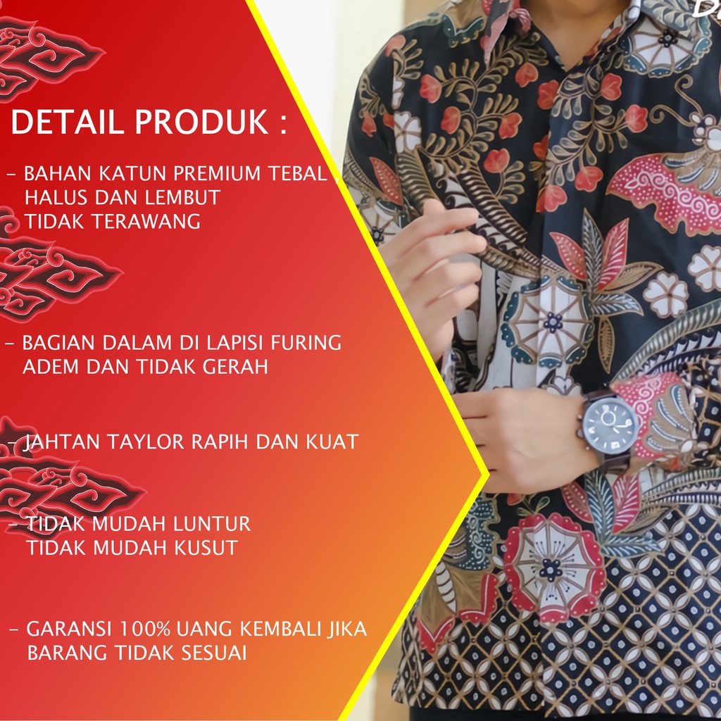 KEMEJA BATIK PRIA LENGAN PANJANG PREMIUM REGULAR KANTOR MODERN BATIK ALUNA PCW 010